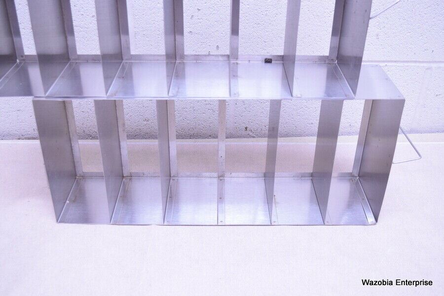 LOT OF 2 STAINLESS STEEL LAB CRYO STORAGE FREEZER RACK CRYOGENIC 21½ X 5½ x 9¼