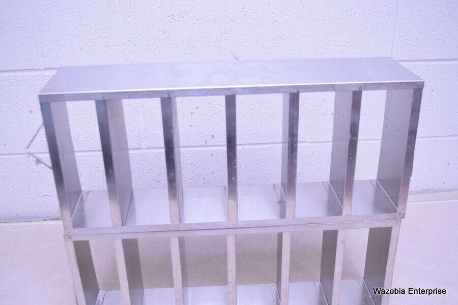 LOT OF 2 STAINLESS STEEL LAB CRYO STORAGE FREEZER RACK CRYOGENIC 21½ X 5½ x 9¼