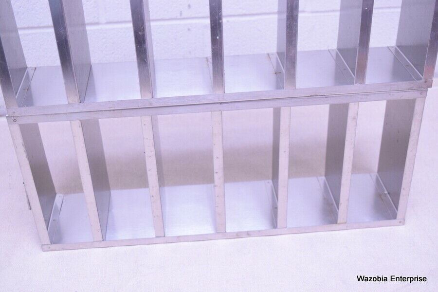 LOT OF 2 STAINLESS STEEL LAB CRYO STORAGE FREEZER RACK CRYOGENIC 21½ X 5½ x 9¼