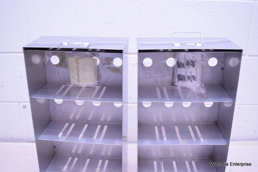 Cryogenic Rack Cart LOT OF 2 STAINLESS STEEL LAB CRYO STORAGE FREEZER RACK CRYOGENIC 9¼ X ...