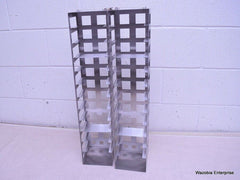 LOT OF 2 STAINLESS STEEL LAB CRYO STORAGE FREEZER RACK CRYOGENIC 5½ x 5½ x 26½