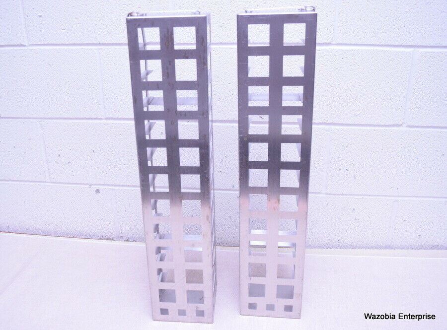 LOT OF 2 STAINLESS STEEL LAB CRYO STORAGE FREEZER RACK CRYOGENIC 5½ x 5½ x 26½