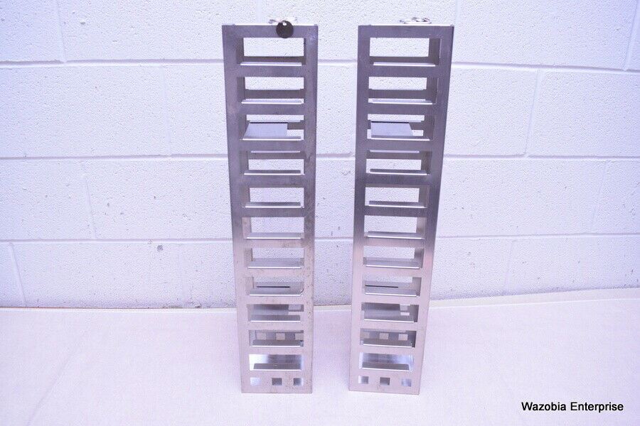 LOT OF 2 STAINLESS STEEL LAB CRYO STORAGE FREEZER RACK CRYOGENIC 5½ x 5½ x 26½