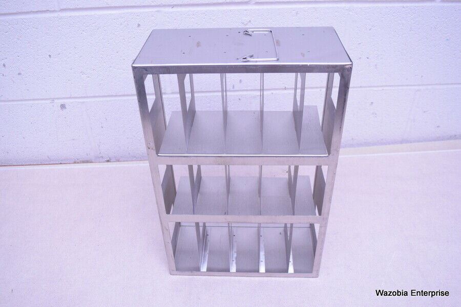 STAINLESS STEEL LABORATORY CRYO STORAGE FREEZER RACK CRYOGENIC 10 ⅞x 5 ...