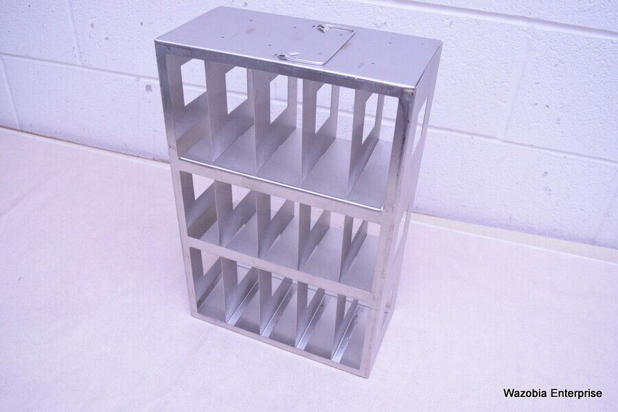 STAINLESS STEEL LABORATORY CRYO STORAGE FREEZER RACK CRYOGENIC 10 ⅞x 5 ...