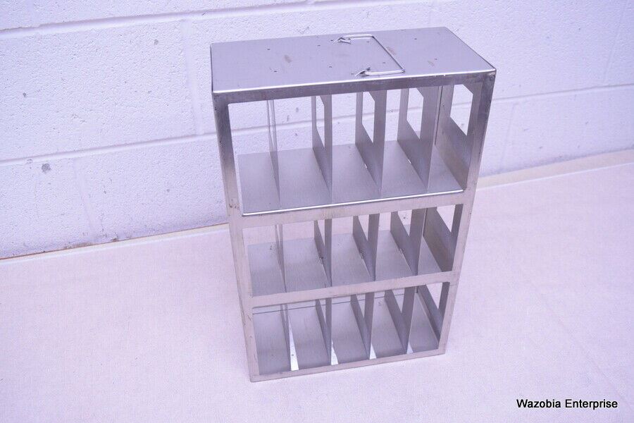 STAINLESS STEEL LABORATORY CRYO STORAGE FREEZER RACK CRYOGENIC 10 ⅞x 5½x16½