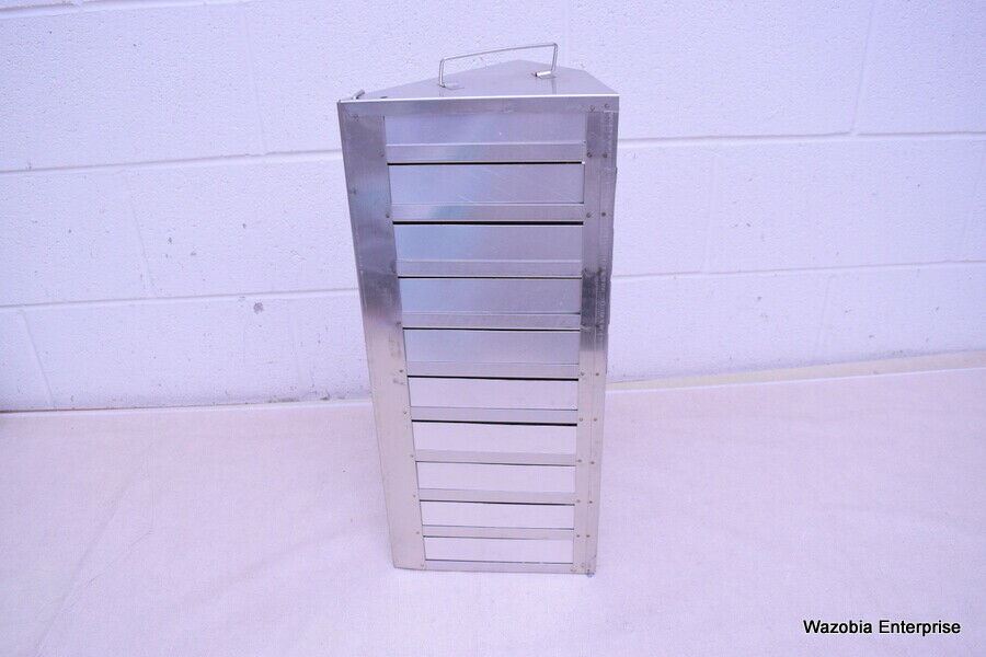 STAINLESS STEEL LABORATORY CRYO STORAGE FREEZER RACK CRYOGENIC 8¼ x 9¼ x 21