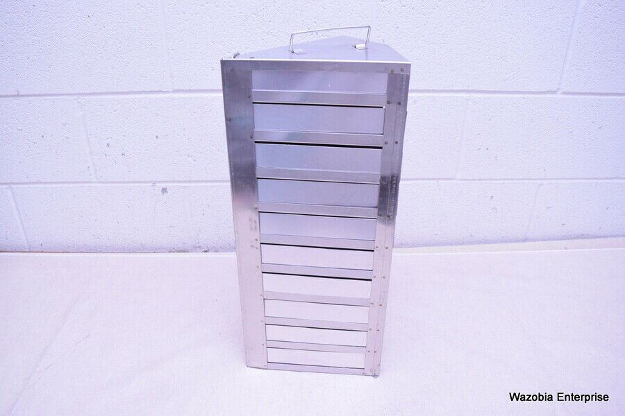 STAINLESS STEEL LABORATORY CRYO STORAGE FREEZER RACK CRYOGENIC 8¼ x 9¼ x 21