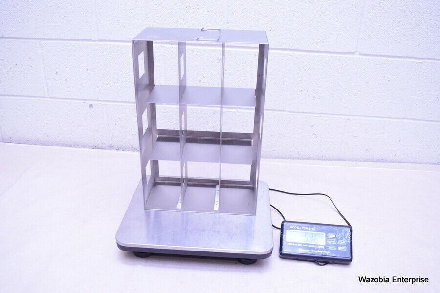 STAINLESS STEEL LABORATORY CRYO STORAGE FREEZER RACK CRYOGENIC 10⅞ X 5½ x 16½