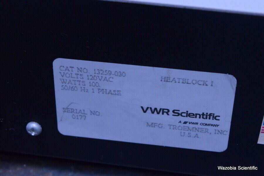 VWR SCIENTIFIC PRODUCTS STANDARD HEATBLOCK DRY BATH INCUBATOR CAT. NO. 13259-030