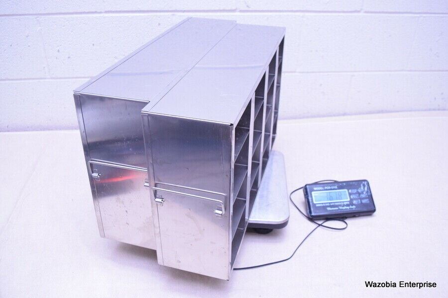 LOT OF 2 STAINLESS STEEL LAB CRYO STORAGE FREEZER RACK CRYOGENIC 22⅛ x 5¼ x 12¾