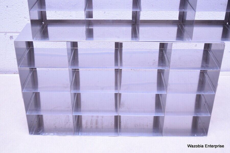 LOT OF 2 STAINLESS STEEL LAB CRYO STORAGE FREEZER RACK CRYOGENIC 22⅛ x 5¼ x 12¾