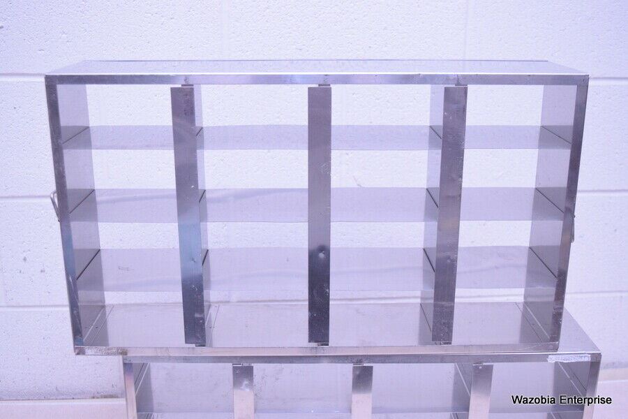 LOT OF 2 STAINLESS STEEL LAB CRYO STORAGE FREEZER RACK CRYOGENIC 22⅛ x 5¼ x 12¾