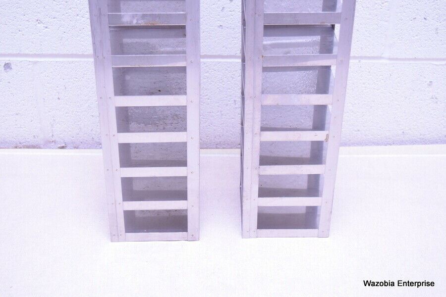 LOT OF 2 STAINLESS STEEL LAB CRYO STORAGE FREEZER RACK CRYOGENIC 5¼ x ...