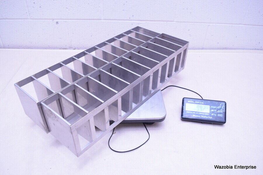 LOT OF 2 STAINLESS STEEL LAB CRYO STORAGE FREEZER RACK CRYOGENIC 5¼ x ...