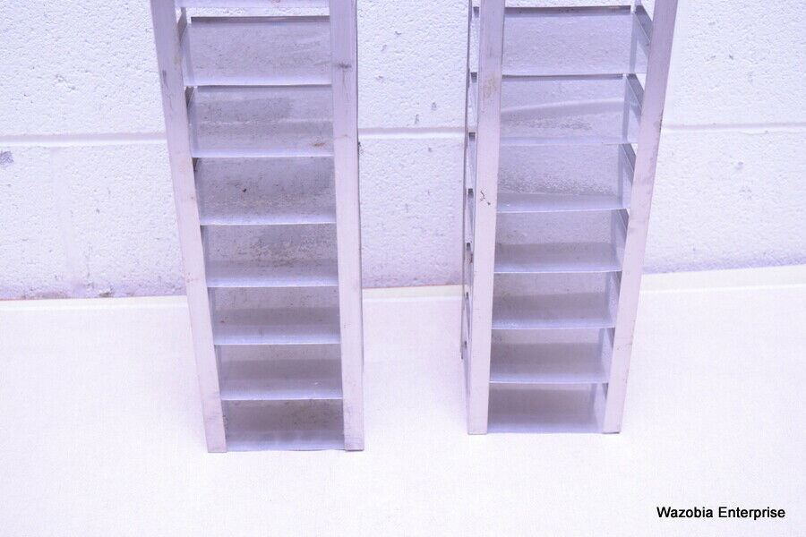 LOT OF 2 STAINLESS STEEL LAB CRYO STORAGE FREEZER RACK CRYOGENIC 5¼ x ...