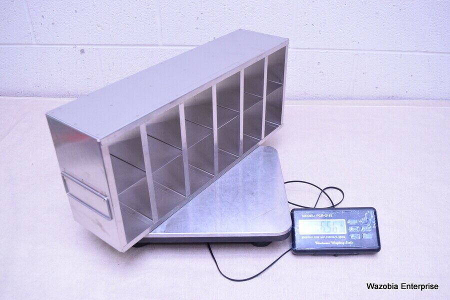 STAINLESS STEEL LABORATORY CRYO STORAGE FREEZER RACK CRYOGENIC 21½ x 5½  x 9¼