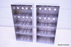 LOT OF 2 STAINLESS STEEL LAB CRYO STORAGE FREEZER RACK CRYOGENIC 9¼ X 5 x 22