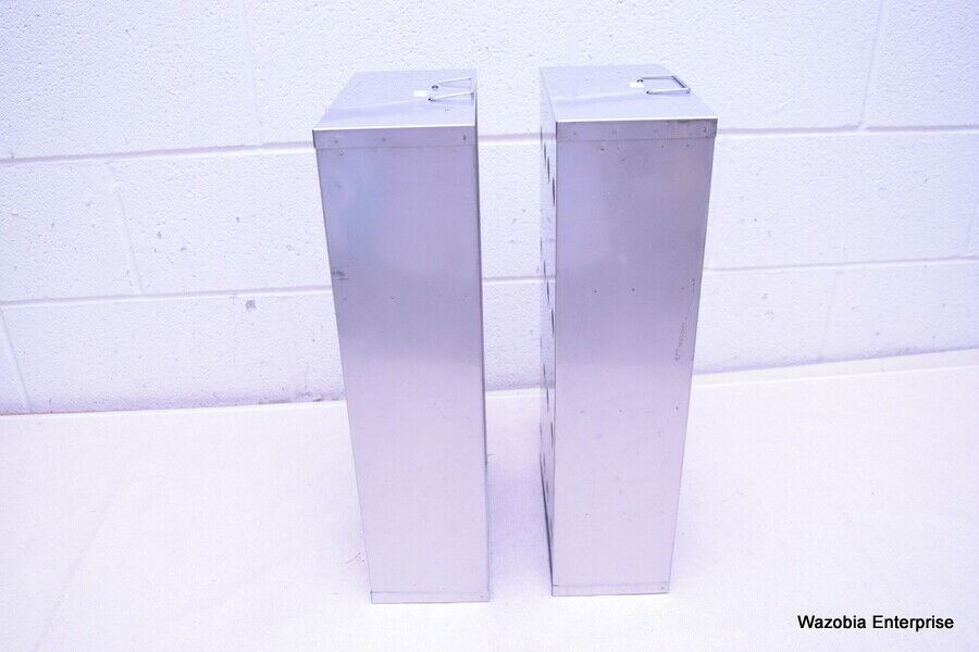 LOT OF 2 STAINLESS STEEL LAB CRYO STORAGE FREEZER RACK CRYOGENIC 9¼ X 5 x 22