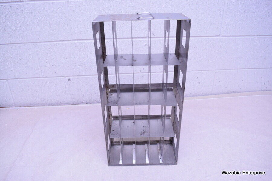 STAINLESS STEEL LABORATORY CRYO STORAGE FREEZER RACK CRYOGENIC 10⅞ X 5 ...