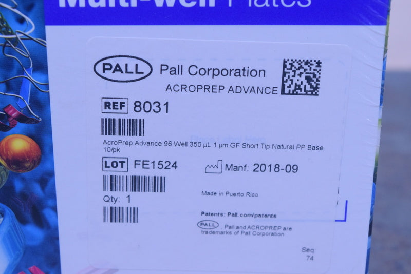 PALL MULTI-WELL PLATES 8031 ACROPREP ADVANCE 96 WELL 350 UL GF SHORT TIP