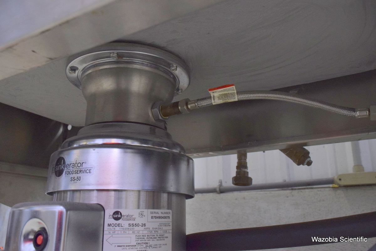 MORTECH MANUFACTURING AUTOPSY STATION LEFT SINK 1036-7 WITH INSINKERATOR SS50-26