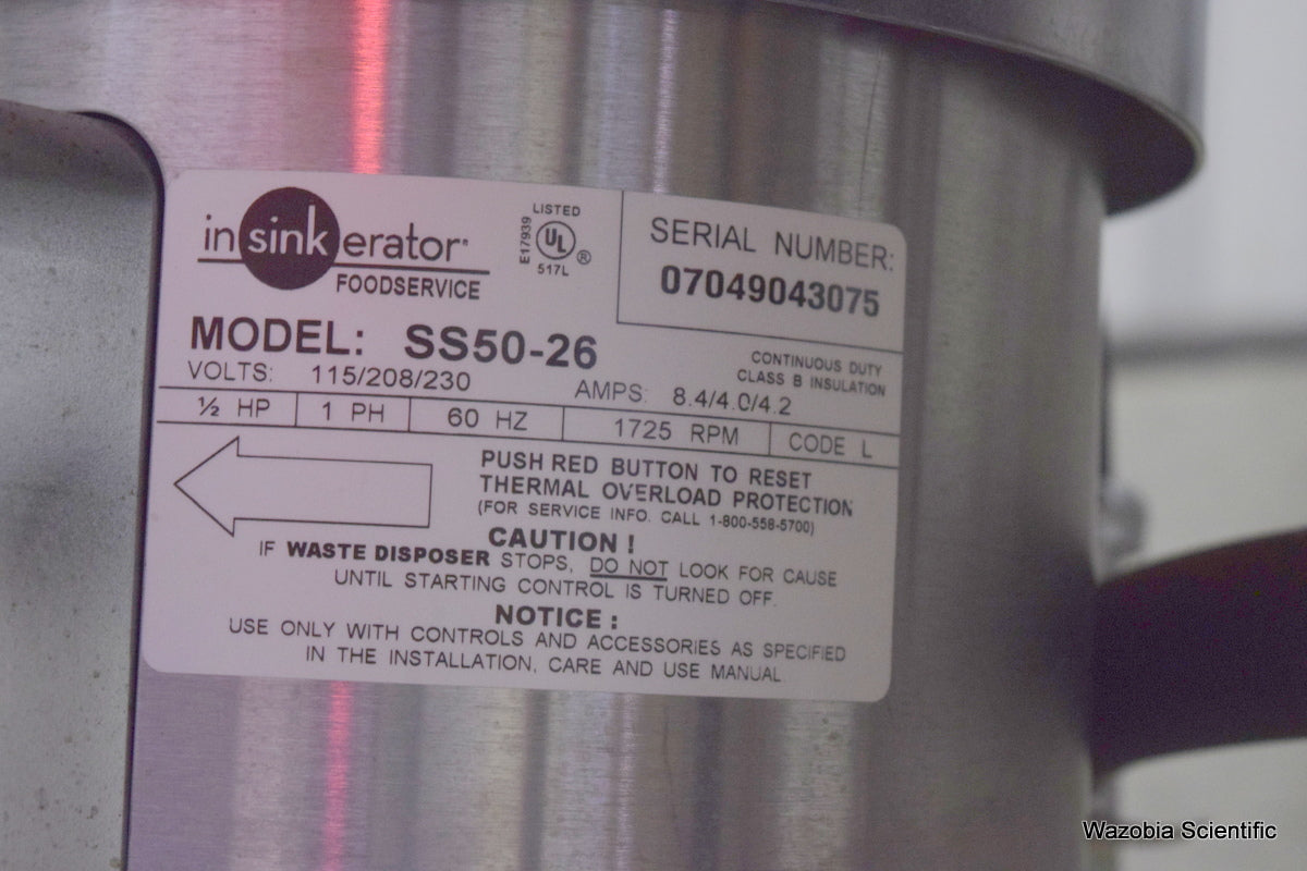 MORTECH MANUFACTURING AUTOPSY STATION LEFT SINK 1036-7 WITH INSINKERATOR SS50-26