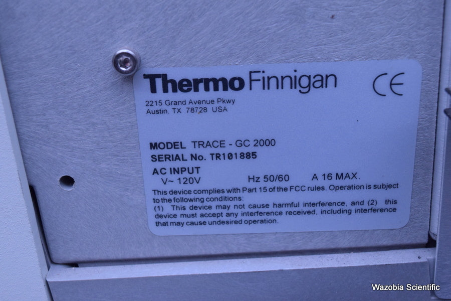 THERMOQUEST CHROMATOGRAPH SYSTEM MODEL TRACE-GC 2000 WITH AUTOSAMPLER INJECTOR