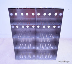 2 STAINLESS STEEL LABORATORY CRYO STORAGE FREEZER RACK