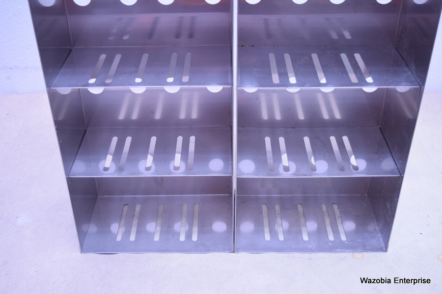 2 STAINLESS STEEL LABORATORY CRYO STORAGE FREEZER RACK