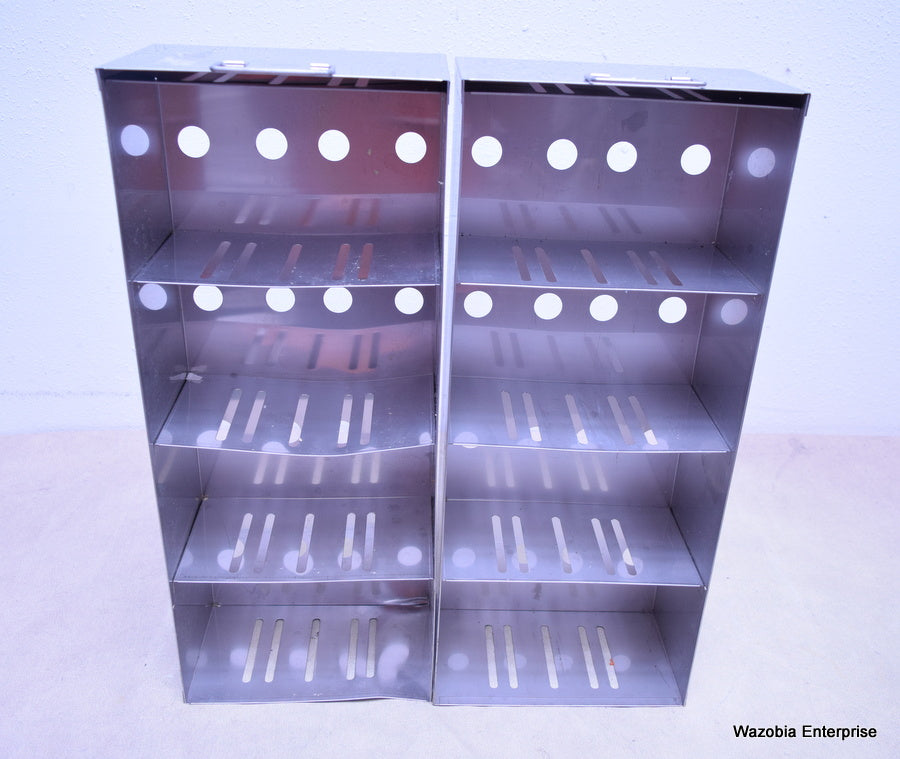 2 STAINLESS STEEL LABORATORY CRYO STORAGE FREEZER RACK