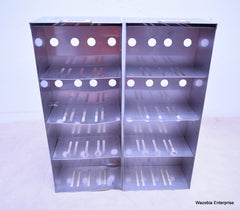 2 STAINLESS STEEL LABORATORY CRYO STORAGE FREEZER RACK