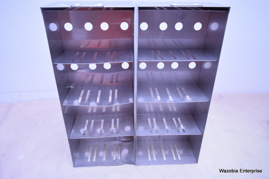 2 STAINLESS STEEL LABORATORY CRYO STORAGE FREEZER RACK