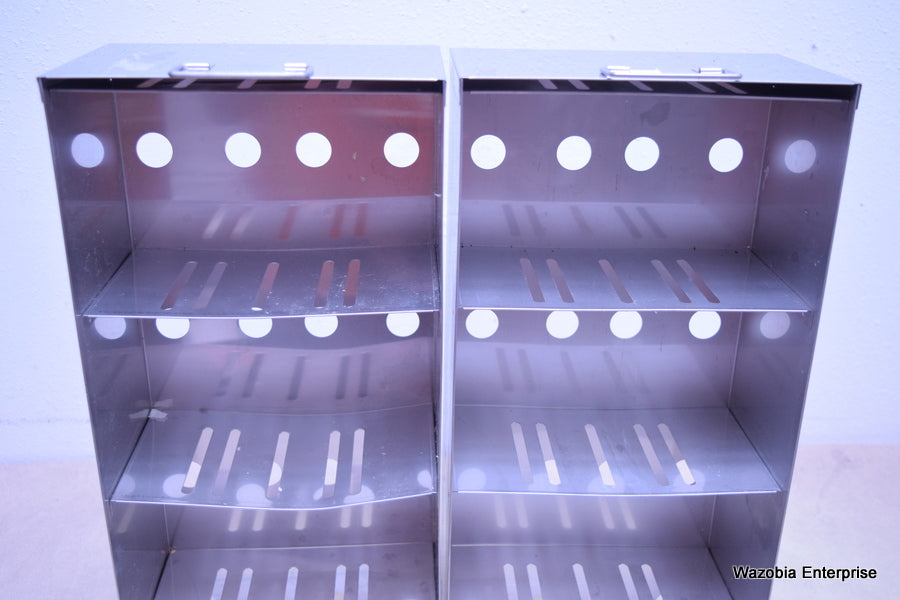 2 STAINLESS STEEL LABORATORY CRYO STORAGE FREEZER RACK