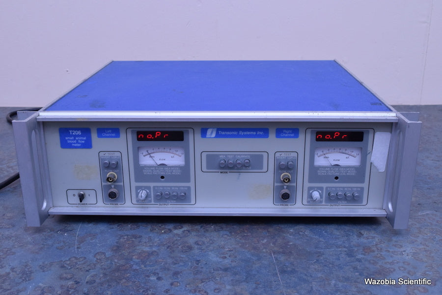 T206 Instrumental Panel TRANSONIC SYSTEMS T206 DUAL CHANNEL SMALL ANIMAL BLOOD FLOW METER ...
