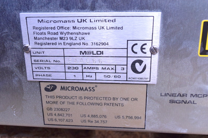 WATERS MICROMASS MALDI MASS SPECTROMETER