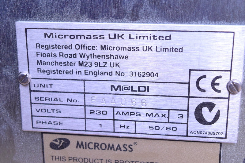 WATERS MICROMASS MALDI MASS SPECTROMETER