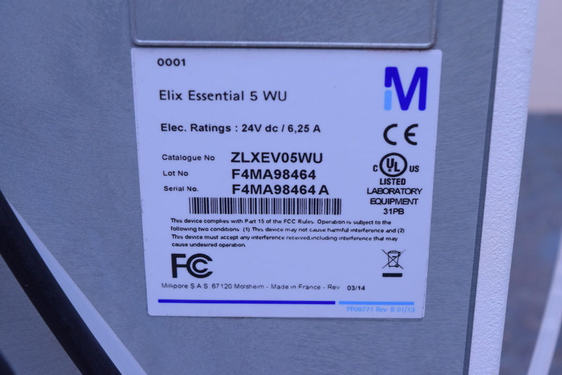 MILLIPORE ELIX ESSENTIAL  5 WU ZLXEV05WU WATER FILTRATION SYSTEM