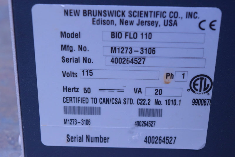 NEW BRUNSWICK BIOFLO 110 FERMENTOR BIOREACTOR