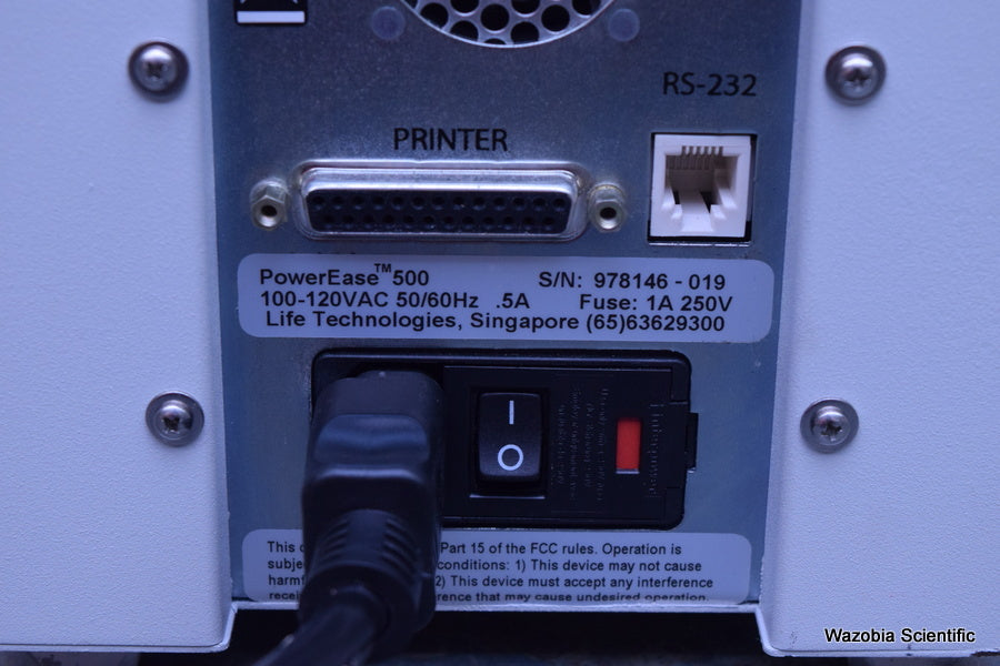 INVITROGEN LIFE TECHNOLOGIES  POWEREASE 500 ELECTROPHORESIS POWER SUPPLY