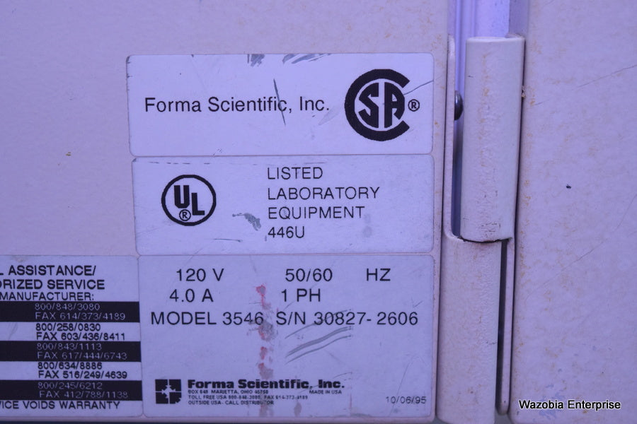 FORMA SCIENTIFIC WATER JACKETED INCUBATOR MODEL 3546