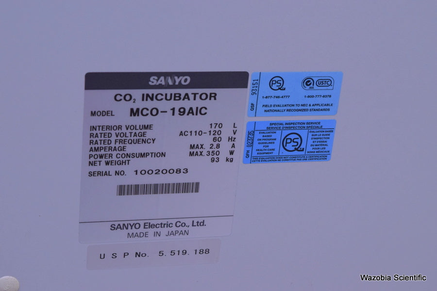 SANAYO CO2 INCUBATOR MODEL MCO-199AIC