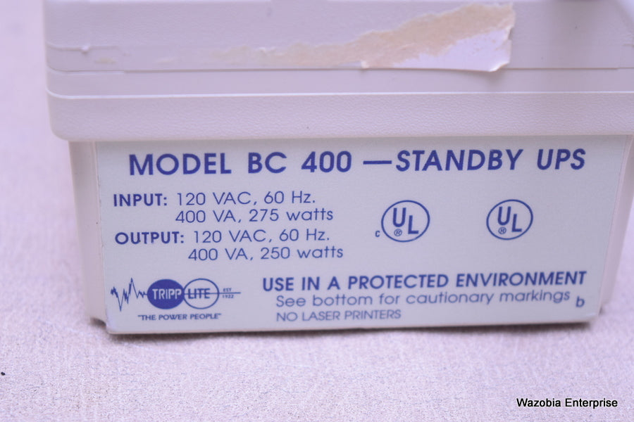 TRIPP LITE MODEL BC 400 STANDBY UPS