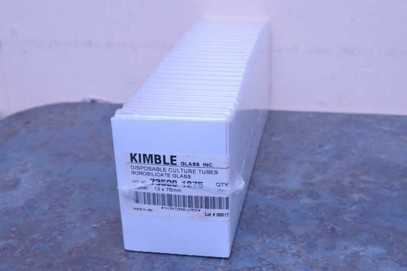 KIMBLE GLASS DISPOSABLE CULTURE TUBES BOROSILICATE GLASS 73500 1275  12X 75MM SI