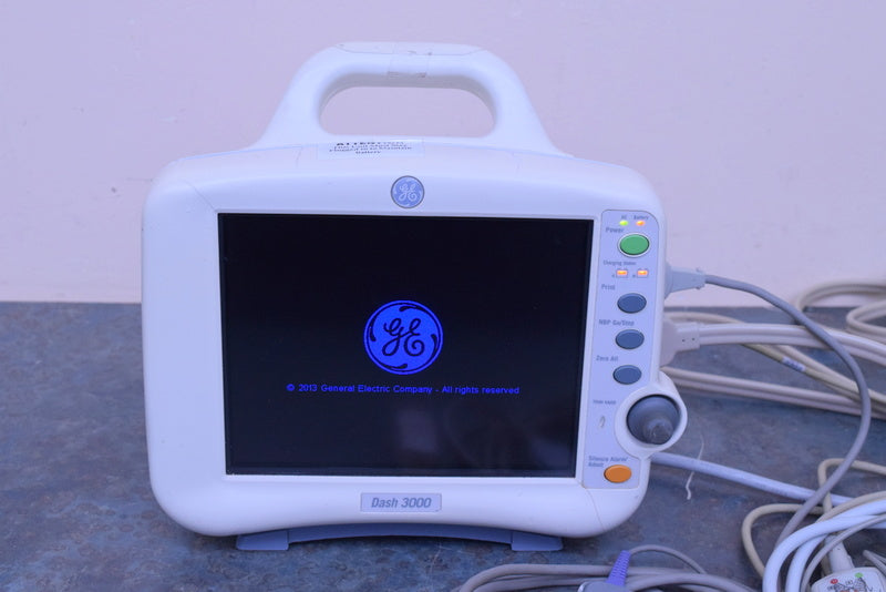 GE DASH 3000 PATIENT MONITOR WITH LEADS SPO2 ECG