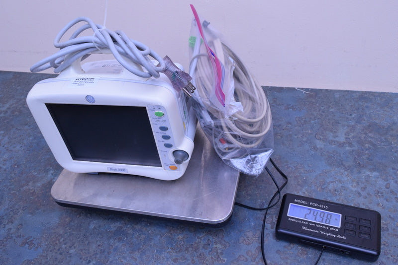 GE DASH 3000 PATIENT MONITOR WITH LEADS SPO2 ECG