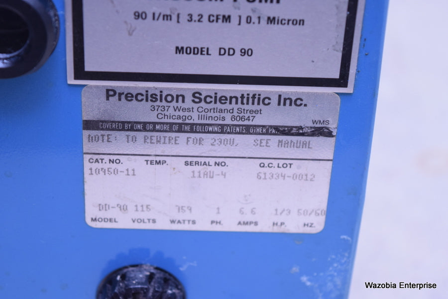 PRECISION SCIENTIFIC VACUUM PUMP MODEL DD-90