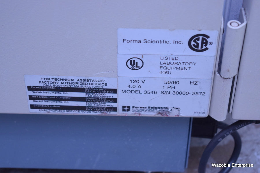 FORMA SCIENTIFIC WATER JACKETED INCUBATOR MODEL 3546