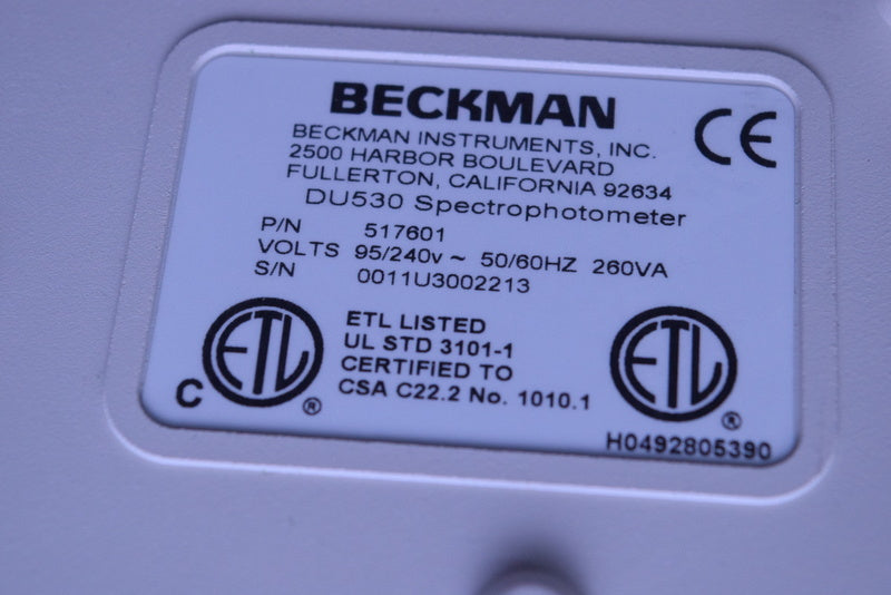 BECKMAN DU530 LIFE SCIENCE UV/VIS SPECTROPHOTOMETER