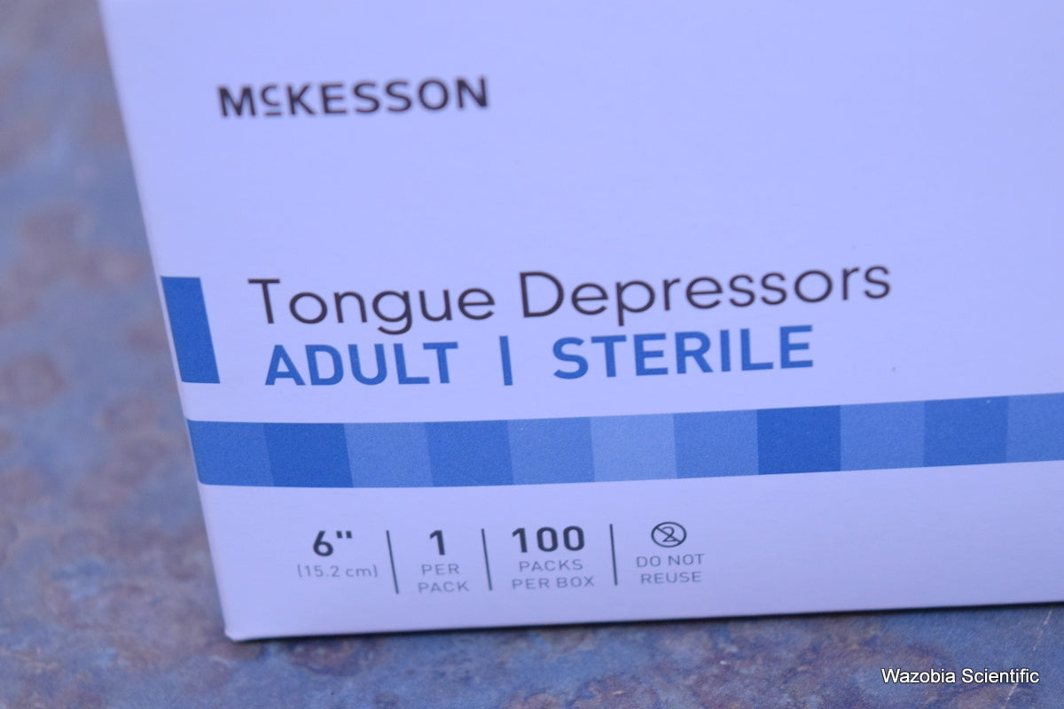 MCKESSON TONGUE DEPRESSORS ADULT STERILE 6" 24-202-S 100PCS/BOX